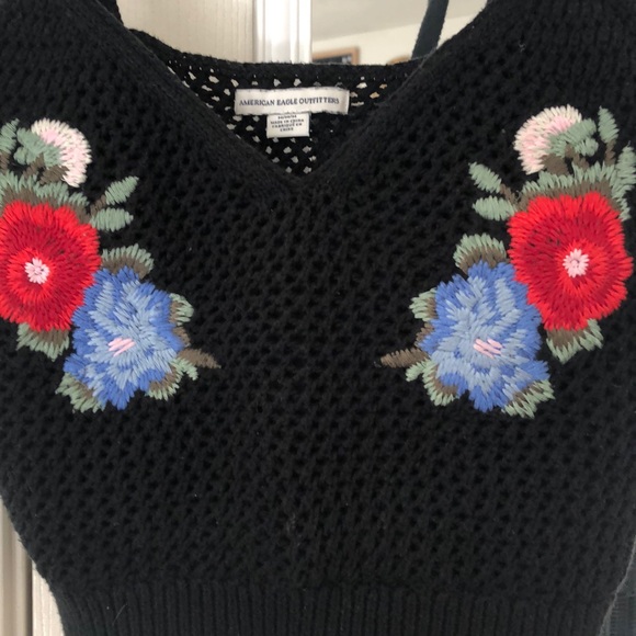 Medium American eagle crochet black crop tank top - Picture 2 of 4